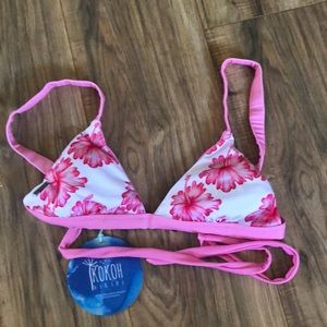 Kokoh Bikini pink hibiscus reversible medium